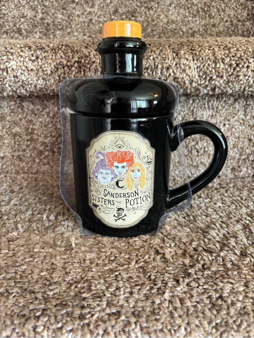 Sanderson Sisters Potion Black Ceramic Mug with Orange Lid